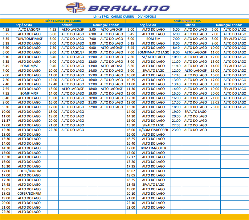 HORARIO ONIBUS 3742 DIVINOPOLIS